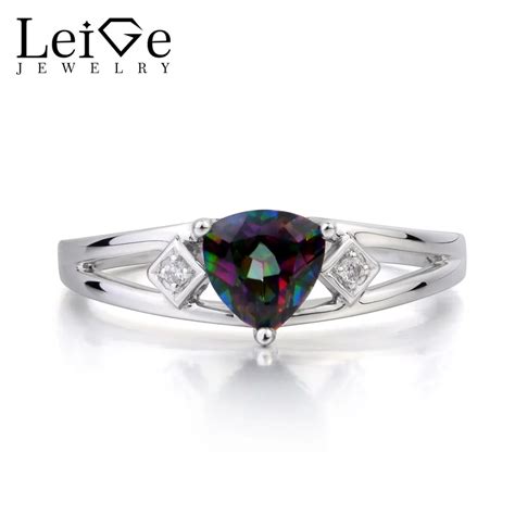 Leige Jewelry Mystic Topaz Ring Cocktail Party Ring Rainbow Gems