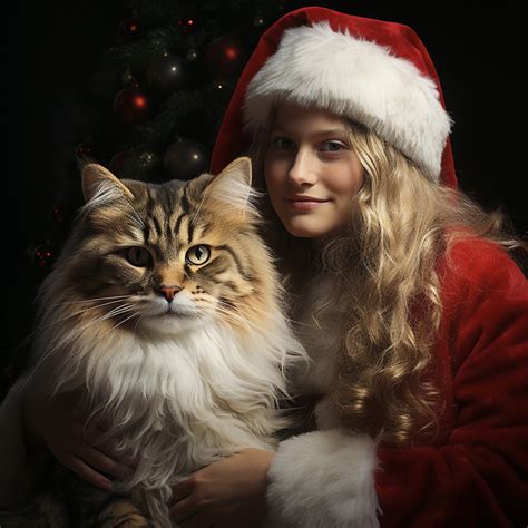 Maine Coon Cat Christmas Art Free Stock Photo Public Domain Pictures