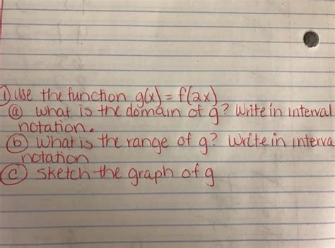 Solved Use The Function G X F 2x A What Is The Domain