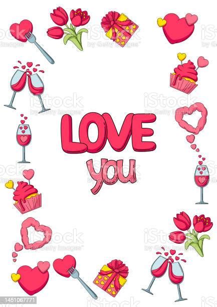 Happy Valentine Day Greeting Card Holiday Background With Romantic Love