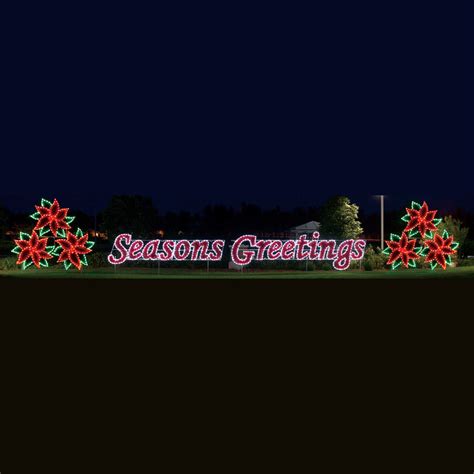 Seasons Greeting W Poinsettias Led Display 68 Wide