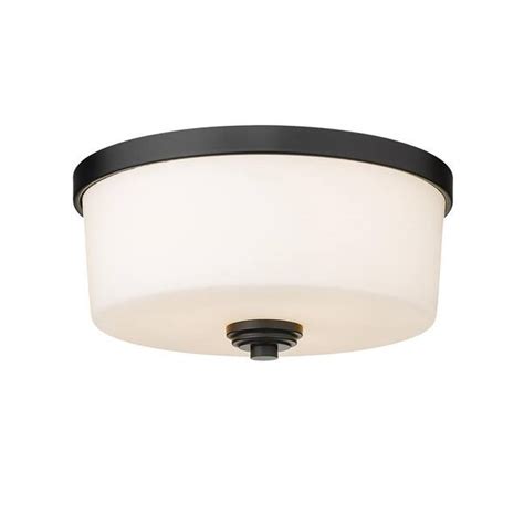 Arlington 14 In 3 Light Matte Black Flush Mount With Matte Opal Glass