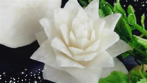 White Radish Flower Carving Easy How To Make Youtube