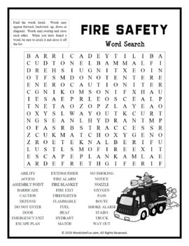 Fire Safety Word Search