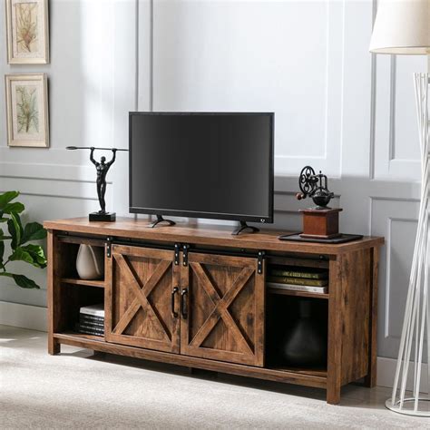 Yaoping 58 Farmhouse Sliding Barn Door Tv Stand For Tvs Up To 65