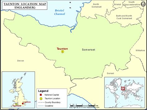 Where Is Taunton Location Of Taunton In England Map