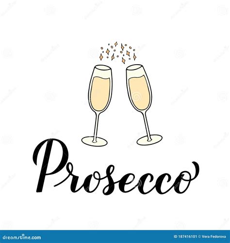 Letra De Caligrafia Prosecco Palhetas Desenhadas à Mão Poster