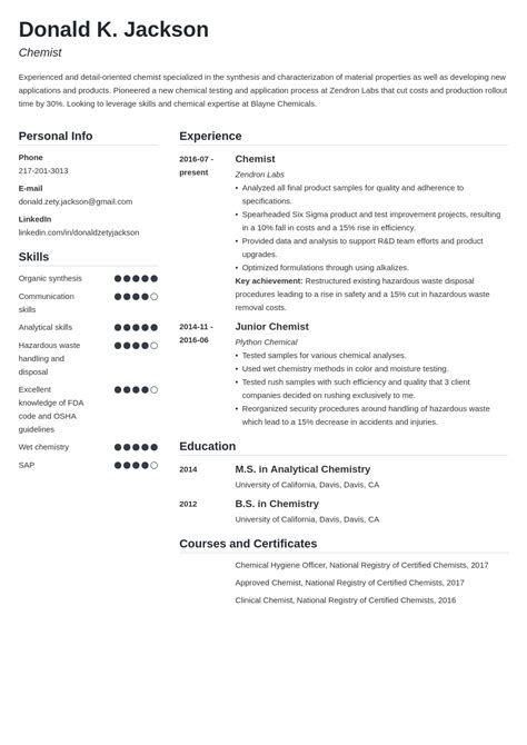 Science Resume Example Template Simple Resume Examples Job Resume Examples Resume Skills