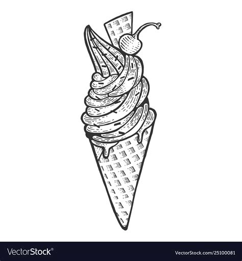 Ice Cream Sketch Engraving Royalty Free Vector Image