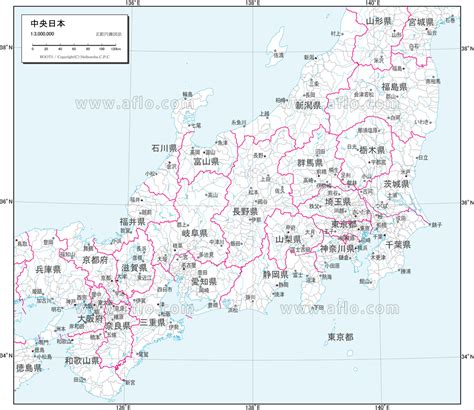 中央日本 白地図 ベクター地図素材のダウンロード販売 アフロモール