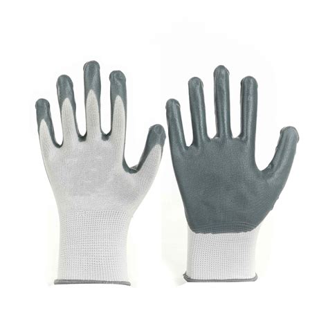 Smooth Finished Work Safety Gloves With G White Polyester And Gray