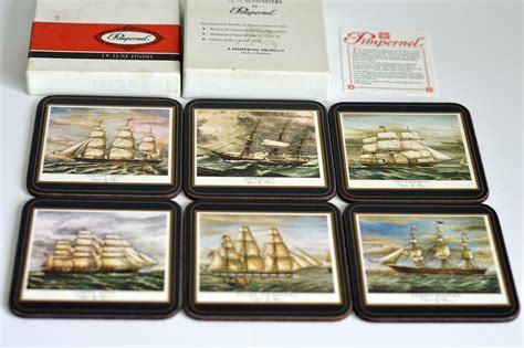 Vintagepimpernel Traditional Coasters Set Of 6 Clipper Etsy