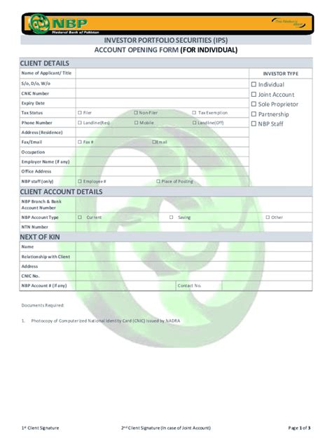 Nbp Account Opening Form Pdf Fill Online Printable Fillable Blank