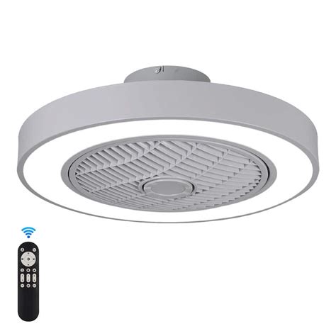 Jushua 20 In Led Indoor Grey Smart Enclosed Ceiling Fan Light With