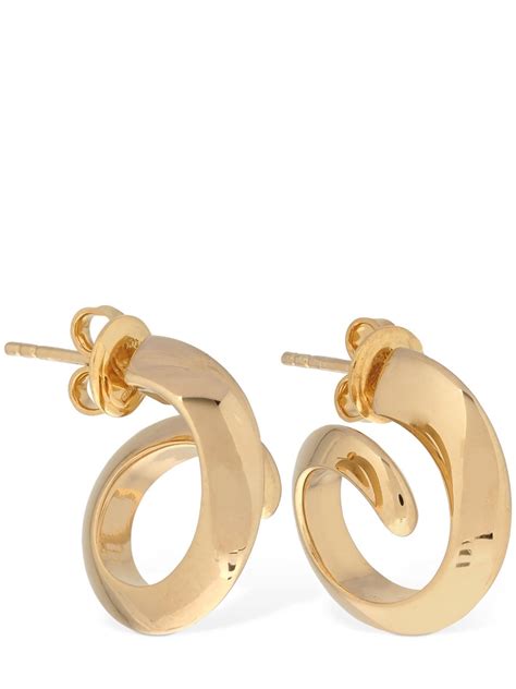 Bottega Veneta Coiled Gold Plated Hoop Earrings Modesens