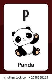 Animal Alphabet Flashcard P Panda Stock Vector (Royalty Free) 2038838165