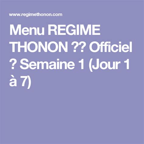 Menu Regime Thonon Officiel Semaine Jour Regime Thonon