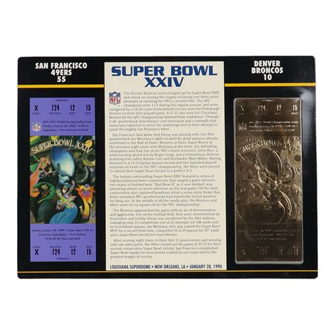 Super Bowl XXIV Commemorative 9x12 Score Card Display with 22KT Gold ...