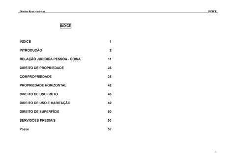 Direitos Reais Apontamentos 1 Direitos Reais Teóricas Índice Índice