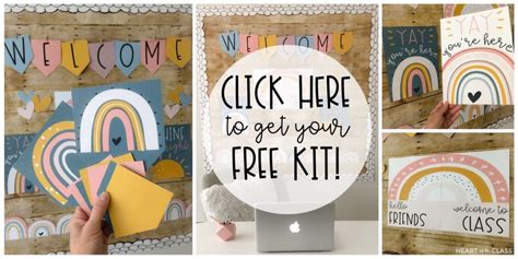 Free Boho Rainbow Classroom Decor Bulletin Board Kit Sign Up Rainbow