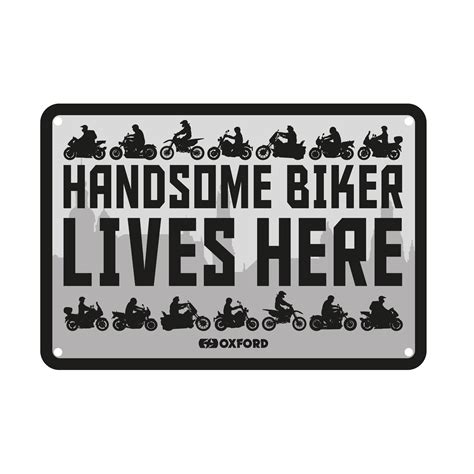 Oxford Garage Metal Sign Handsome Biker Lives Here Oxford Products