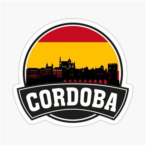 Cordoba Spain Skyline Travel Souvenir Spanish Flag Sticker Travel