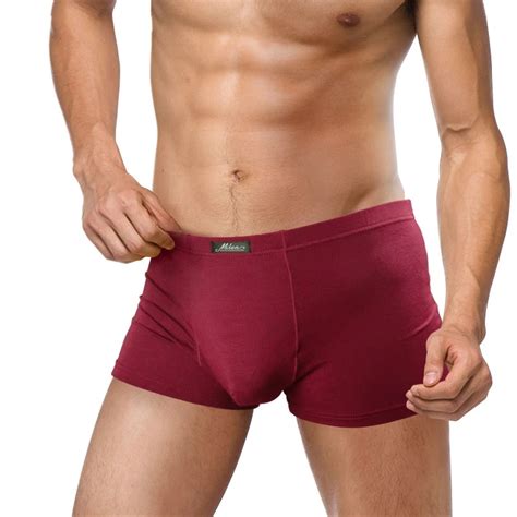 Cueca boxer shorts de fibra de bambu cor sólida calças masculinas