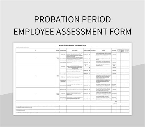 Probation Period Employee Assessment Form Excel Template And Google