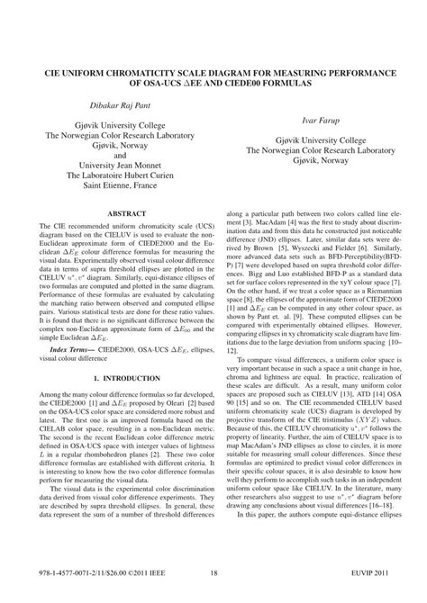 Cie Uniform Chromaticity Scale Diagram For Measuring Performance Of Osa