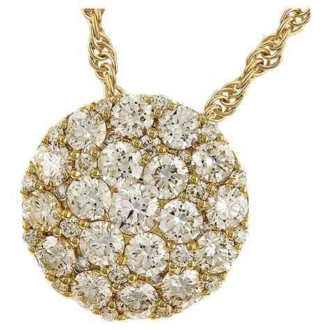 Yellow Gold Diamond Orb Pendant Necklace 15 3/4" - 18k Round .25ctw