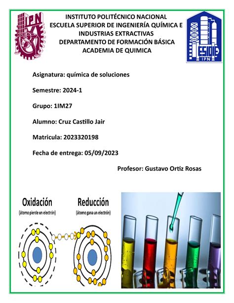 Practica 2 Reacciones Quimicas De Oxido Reduccion Cruz Castillo Jair 1