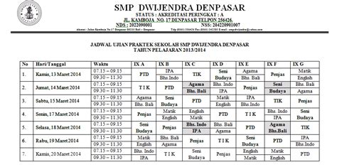 Ralat Jadwal Ujian Sekolah Dan Jadwal Ujian Praktek 2014 ~ S M P Dwijendra Denpasar