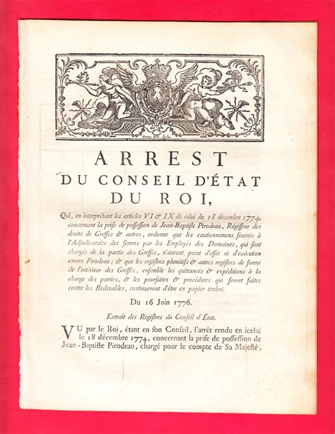 ARREST DU CONSEIL D ÉTAT DU ROI Qui en interprétant les articles VI