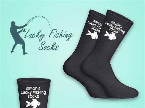 Personalised Lucky Fishing Socks Add Name Custom Grandad Etsy