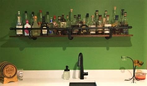 Industrial Pipe Shelf Bracket With Drink Bar Safety Rail Etsy