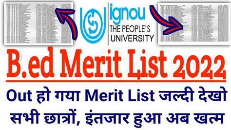 Ignou Bed Merit List 2022 Ignou Bed Merit List Ignou Bed Cut Off