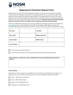 Fillable Online Replacement Parchment Request Form Fax Email Print