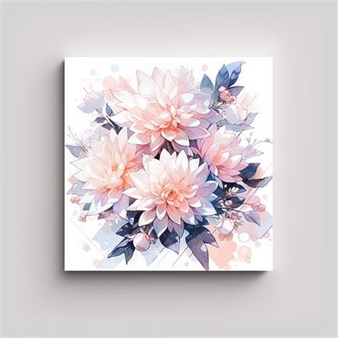 Cuadro De Dormitorio Con Imagen Abstracta De Dahlias En Acuarela