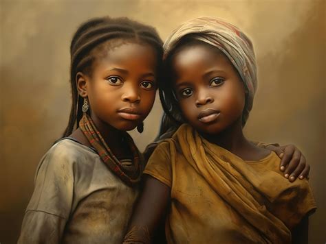 Retrato de niños africanos pobres generado por ai | Foto Premium