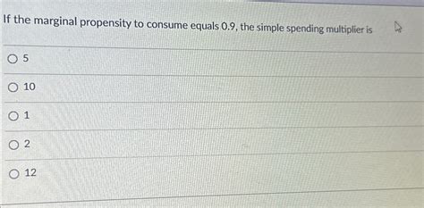 Solved If The Marginal Propensity To Consume Equals 0 9 Chegg