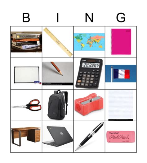 Classroom Objects Bingo Card