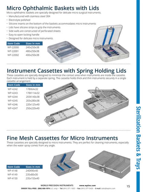 World Precision Instruments 2018 Sterilization Basketsandtrays Page 16 17