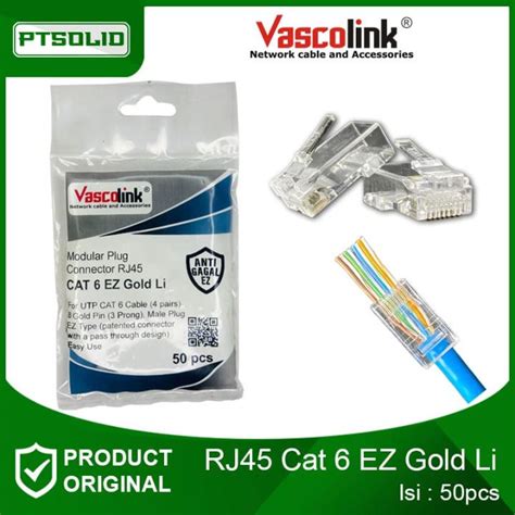 Vascolink Rj Connector Cat Ez Li Gold Pack Isi Pcs Lazada