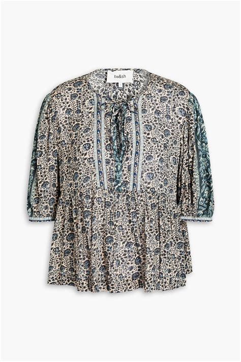 Ba Sh Tobias Gathered Floral Print Woven Top The Outnet