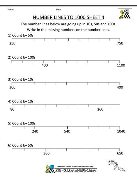 printable number line to 1000 4 | Number line, Printable number line ...