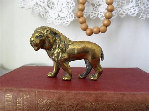 Vintage Brass Lion Brass Lion Figurine Wildlife Figurine Leo Etsy