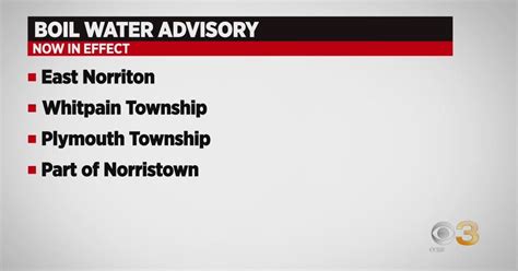 Boil Water Advisory In Effect For Section Of Norristown Cbs Philadelphia