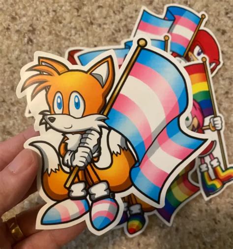 SONIC THE HEDGEHOG Tails Trans Transgender Pride Flag Vinyl Sticker 5