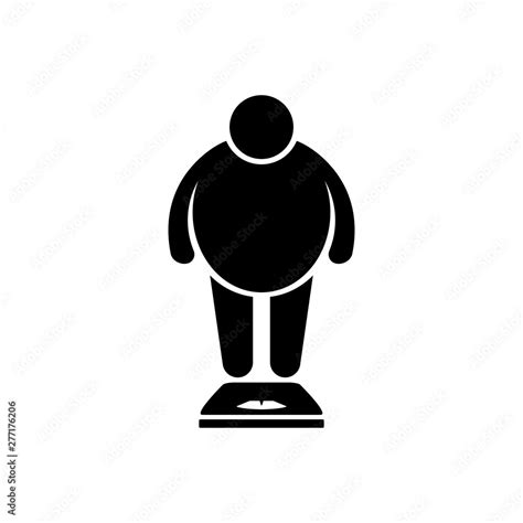 Fat Man On The Scales Overweight Icon Vector Illustration Stock