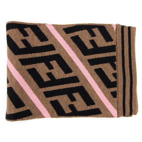 Fendi Kids Ff Logo Knitted Scarf Rococo Zucca Onu